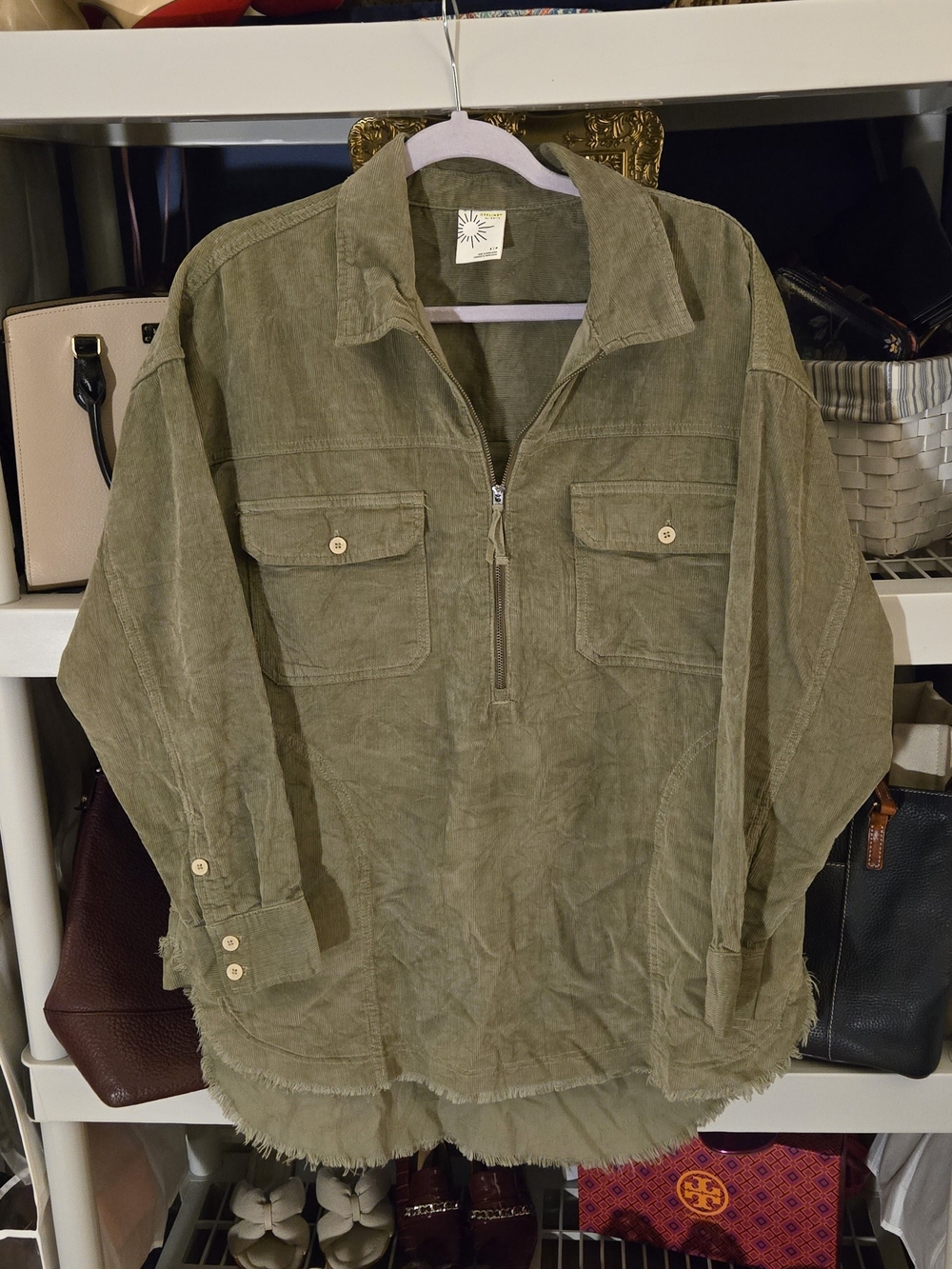 aerie Olive Corduroy Shacket
